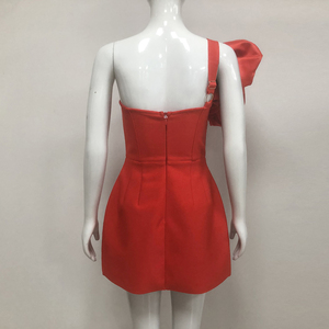 Vestido Lujoso de Cumpleaños de Noche Tipo Venda para Mujer <span class=keywords><strong>Rochi</strong></span> De Seara para Fiesta de Boda Rojo Sexy Entallado Mini Vestido de Graduación con Flores - Product Image 4