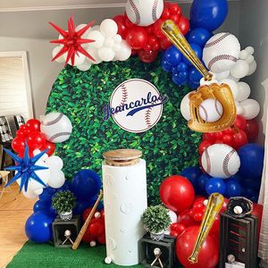 Kit d'arche de ballons de baseball, ballon en aluminium gant de baseball, ballon en aluminium étoile rouge <span class=keywords><strong>et</strong></span> bleue, fournitures de décoration pour fête d'anniversaire sur le thème du sport - Product Image 3