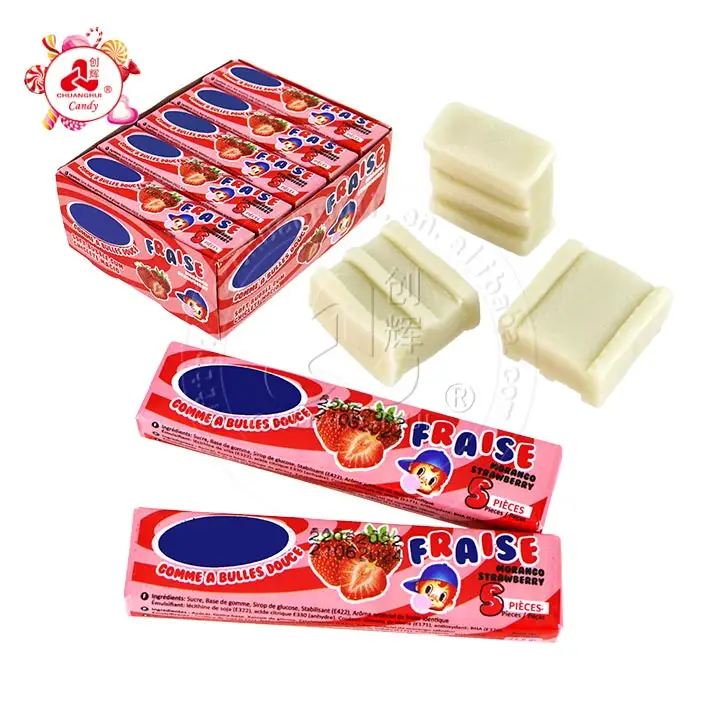 Halal 5pcs fruit strawberry flavor Bubble Chewing Gum