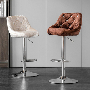 Bar <strong>Stool</strong> Height <strong>Adjustable</strong> Lift Tall Back Cheap Luxury Modern Home Furniture Swivel Metal Velvet Kitchen High Chairs Bar <strong>Stool</strong> - Product Image 1