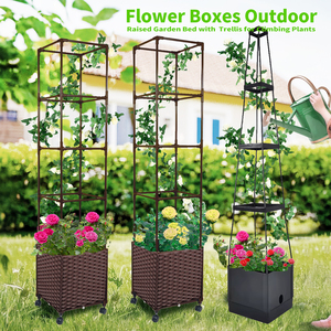 Bacs à <span class=keywords><strong>plantes</strong></span> surélevés avec treillis, jardinières pour tomates, <span class=keywords><strong>plantes</strong></span> <span class=keywords><strong>grimpantes</strong></span>, légumes, fleurs, <span class=keywords><strong>plantes</strong></span>, système d'arrosage automatique, cage à tomates - Product Image 3