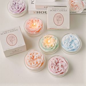 New 2025 Modern Personalized Soy Wax Small Luxury Flower Scented Candles With Glass Jar for Holiday - Product Image 2