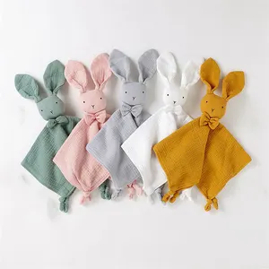 Top Fashion Baby Organic Cotton Security Birth Stuffed Animals Embroidery Soft Bedtime Toy Branded Bulk Plush Blanket For