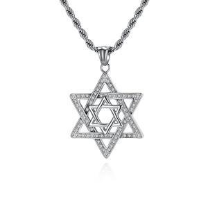 Collar de Estrella de Seis Puntas Shan Hai Jewelry, Chapado en Oro de 18K, Acero Inoxidable, con Diamantes, Estilo Hip Hop, Colgante de Estrella de David - Product Image 5