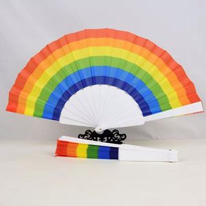 2023 <b>Top</b> Sale New Trend <b>Rainbow</b> Glitter Wedding Party Decoration Festival Hand Fan Customized Folding Hand Fan - Product Image 5