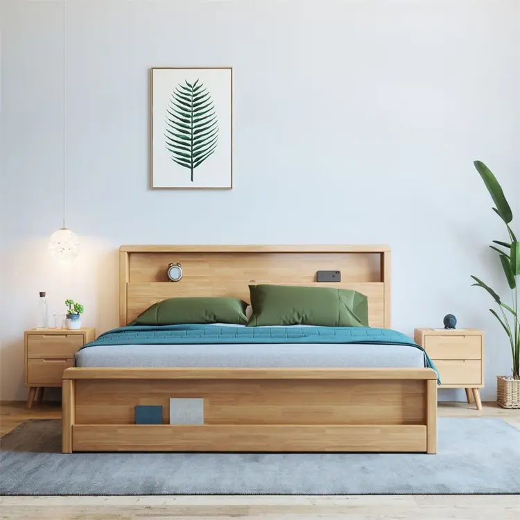 आधुनिक सरल जुड़वां रानी राजा लकड़ी बिस्तर फ्रेम फर्नीचर MDF melamine के साथ भंडारण फ्रेम बिस्तर बेडरूम फर्नीचर सेट