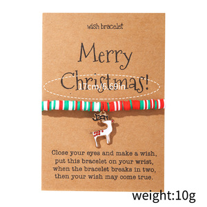 Bracelets porte-bonheur de Noël en pâte polymère avec pendentif Père Noël, bijoux unisexes, cadeau, origine Yiwu, sertissage en alliage de zinc - Product Image 5