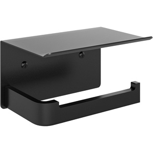 Práctico Portarrollos de Papel Higiénico de Plástico de Una Sola Capa, Montado en la Pared, Sin Perforaciones, con Soporte para Teléfono Móvil, Moderno, para Sala de Estar - Product Image 1