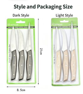 Ensemble de couteaux à éplucher avec manche en bois, 3 pièces, petits couteaux à fruits en acier inoxydable pour la cuisine domestique, pour éplucher et couper les fruits et légumes - Product Image 2