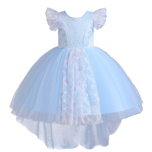 Robe de princesse pour filles, en tulle rose, à manches courtes, tenue de demoiselle d'honneur pour fête d'anniversaire - Product Image 4