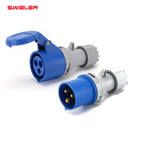 Konektor IP44 CEE 16A 220V 6H 2P+E 3-pin 3 Stopkontak Fase Tunggal Steker Listrik Industri untuk Sambungan Kabel Kotak Daya Panggung