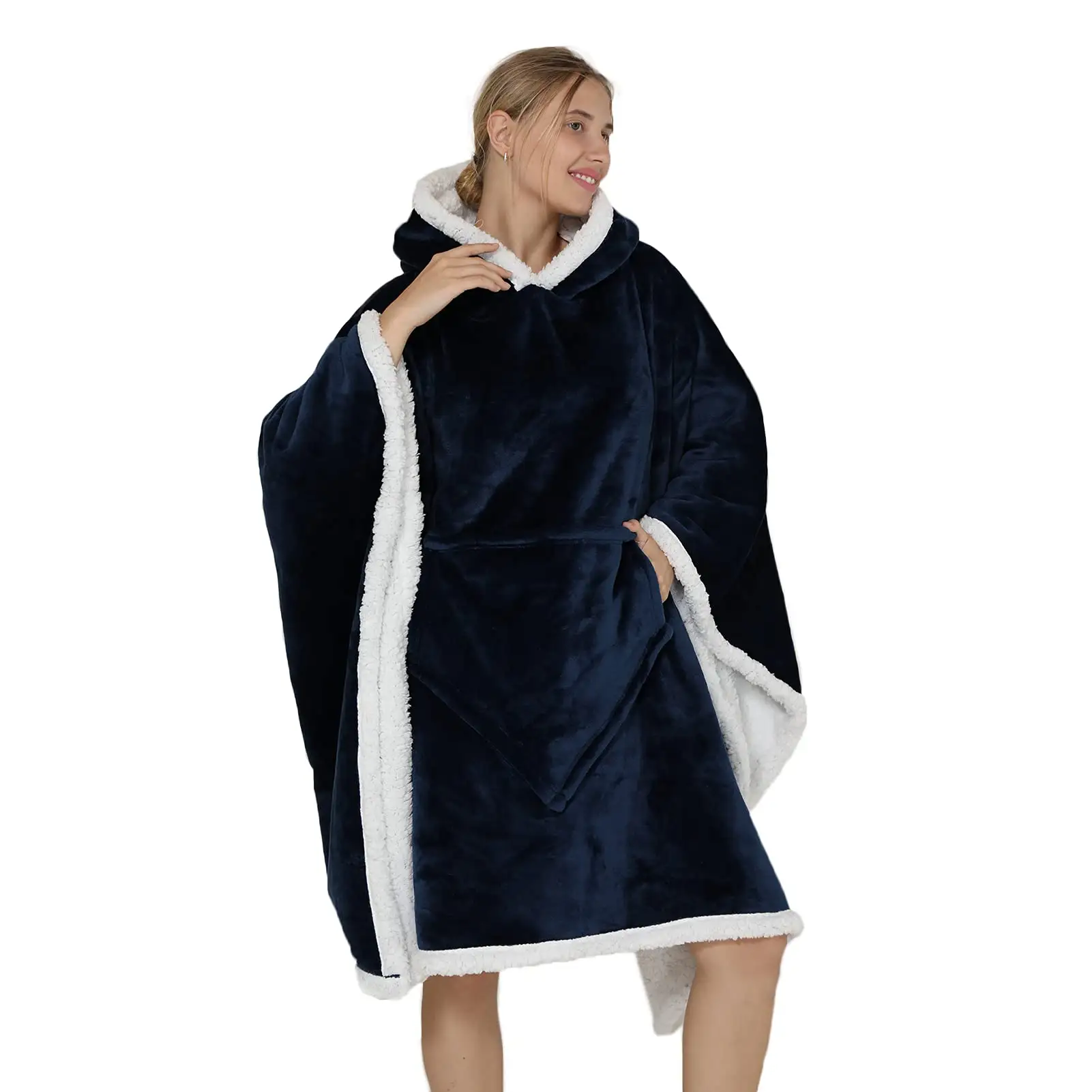 Cozy Plush Nightgown New Fashion Wearable Warm Cloak Hoodie Blanket For Women