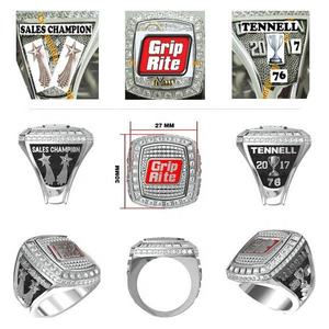 Anillo de Campeonato Personalizado de Alta Calidad con Cristales de Rhinestone, Chapado en Plata/Oro, Unisex, Anillos de Campeones Personalizables - Product Image 1