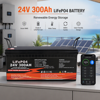 Batterie LiFePO4 24V 300Ah, pack de batteries solaires, batterie lithium à cycle profond pour stockage d'énergie domestique, BMS intelligent, Bluetooth