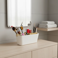 Boîte de rangement en bambou biodégradable, organiseur de bureau multifonctionnel, bac à papeterie moderne pour la maison et le bureau, support pour maquillage et cosmétiques