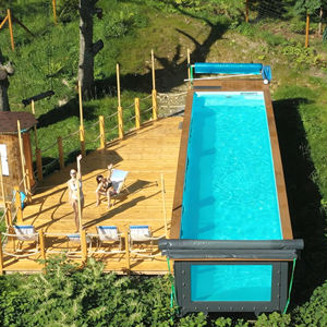 Piscine hors sol en fibre de verre haut de gamme avec cascade en bois, pompe de filtration avancée, fonction de lavage à contre-courant, garantie 10 ans - Product Image 3