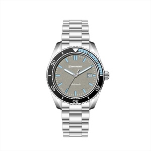 Montre-bracelet mécanique automatique pour homme avec cadran finition pierre or sable et acier inoxydable poli - Product Image 1