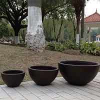 Ensemble de pots à fleurs en béton minimalistes, jardinières d'extérieur, design circulaire pour la décoration de fleurs et de plantes vertes
