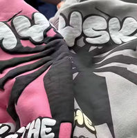 Sudadera con Capucha para Hombre, Estilo Urbano, 100% Algodón, Gruesa, con Estampado de Logotipo de Spider-Ring