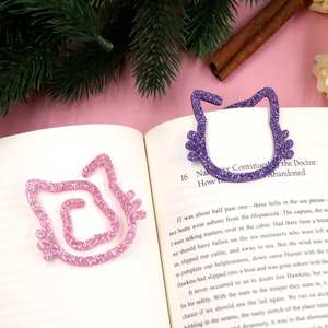 Segnalibro a Forma di Graffetta Grande, Taglio Laser, Clip per Snack, Scrap Buster, per Amanti dei Libri, Rosa Viola Glitterato in Acrilico, <span class=keywords><strong>Regalo</strong></span> per la Festa degli Insegnanti - Product Image 3