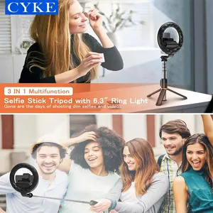 Cyke Hot Koop Q07 6 Inch Selfie Ring Verlichting Met Statief Video Selfie Stok Led Ring Lamp Battery Operated luz Ring Licht