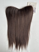 Topper capillaire 100% cheveux humains vierges Remy européens bruns lisses, avec base en dentelle complète en U, pour femmes blanches, avec clips