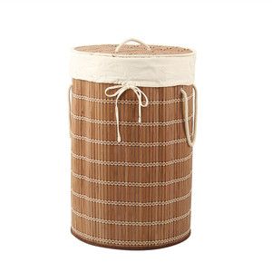 Rotonda di bambù paniere della lavanderia con coperchio - Product Image 4