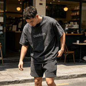 Camiseta Retro OEM 100% Algodón Grueso para Hombre, Talla Grande, Impresión DTG, Logotipo, Lavado Ácido, Estilo Vintage, Personalizada - Product Image 1