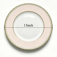Offre Spéciale – Assiettes de Présentation Rondes 13 Pouces Champagne Blush avec Bord Doré Perlé – Assiettes de Table en Plastique pour Mariages, Fêtes et Banquets