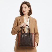QAZA Sacs à Main Femme 2026 Nouvelle Collection Luxe en Cuir PU Triple Compartiment Plaqué Or 3-en-1 Sac Fourre-tout et Ensemble de Sacs à Main