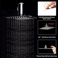 Ensemble de douche à effet pluie en laiton de 12 pouces avec douchette à main, double poignée, montage mural, design moderne, comprend une vanne de mélange encastrée et des garnitures