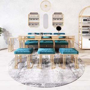 <span class=keywords><strong>Mesa</strong></span> de <span class=keywords><strong>manicura</strong></span> para salón de belleza, muebles modernos de Metal, hierro negro y dorado, venta directa de fábrica, estilo INS - Product Image 5