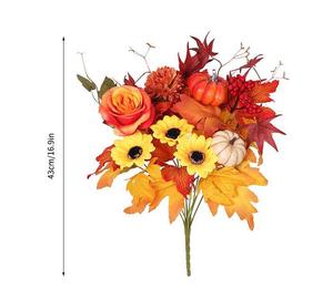 Nuovo Prodotto: Composizioni Finite di Girasoli Artificiali e Foglie d'Acero per Natale, Halloween, Giorno del Ringraziamento e San Valentino - Regalo - Product Image 5