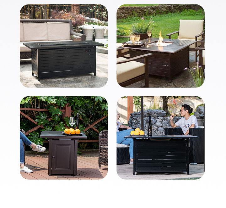 Propane Gas Backyard Rectangular Table Top Fire Pit Table With Free Burner Cover
