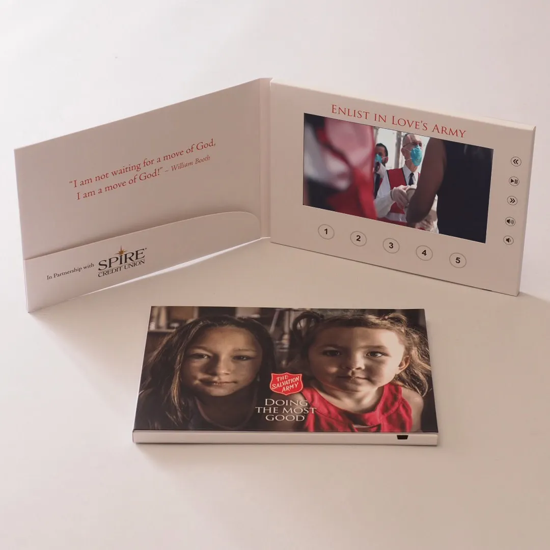 Cartes de vœux personnalisées 7 pouces, prix d'usine bon marché, brochures vidéo Lcd