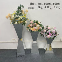 Vente en gros de socles en or, argent et acier inoxydable, supports à fleurs, accessoires de décoration de table, centres de table pour mariage