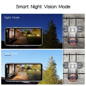 GatoCam Outdoor 6MP Caméra CCTV à trois objectifs étanche IP66 Sécurité Détection de mouvement Alarme V380 4G pour carte mémoire NVR Cloud - Product Image 3