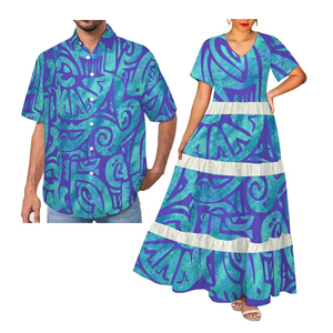 Robe surdimensionnée élégante en mousseline de soie col en V en Samoan Style tropical hawaïen taille naturelle plage vacances hommes chemise compagnon - Product Image 4