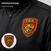 Écusson 3D personnalisé en PVC en relief, logo tigre, badge en caoutchouc texturé rouge et jaune, étiquettes de vêtements pour clubs sportifs et marques d'équipes