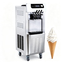 Industriële hoogwaardige softijsmachine met voor-koelfunctie, commerciële ijsmachine van roestvrij staal, 3 smaken.