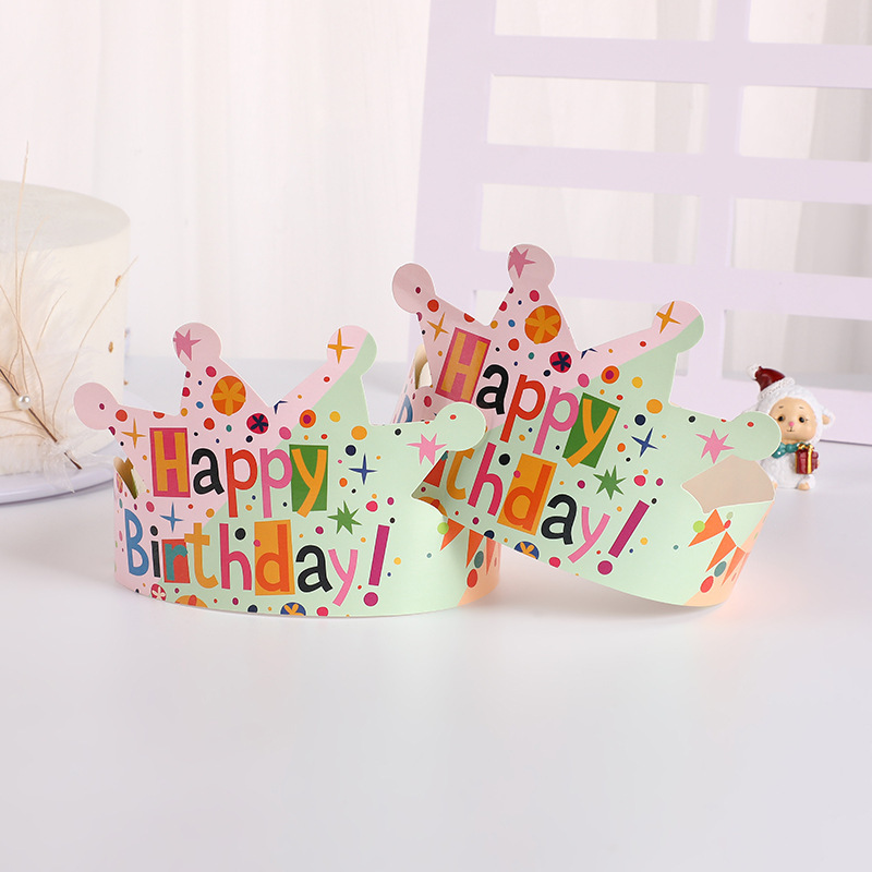 Happy Birthday Children's Birthday Hat Paper Hat Party Supplies Kids Cake Toppers Paper King Crown Birthday Party Hats