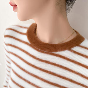 Women's <strong>Striped</strong> Wool Cashmere Sweater Fashion Slimming Soft Waxy Pullover <strong>Jumper</strong> for Autumn Winter - Product Image 2