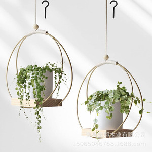 Panier suspendu pour fleurs, rond en bois, moderne et simple, décoration intérieure et extérieure pour chambre, cuisine, pot de plantes succulentes - Product Image 1