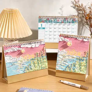 Schreibtisch kalender Neuer Kalender Aquarell Einfache süße exquisite Kunst personal isierte kreative Desktop-Ornamente angepasst