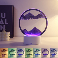 Sablier de sable coulant 3d Lampe de table ronde dynamique en mouvement Peinture de sable à piles Tactile 7 couleurs changeantes Veilleuses