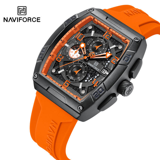 Naviforce 8052 Fashion Men Japan Quartz Designer Watches Silicone Auto Date Waterproof for Men Wrist Watch Cool Watches for Men