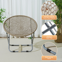 Chaise pliante moderne en corde tressée Ropecube, légère, style lune, pour salle à manger, intérieur, extérieur, salon, balcon, bureau à domicile