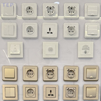 Juego de Interruptores y Enchufes Eléctricos Estándar de la UE, Corriente Nominal de 16 A, para el Hogar, Enchufes de Pared con Panel de PC, Tipo Schuko Alemán