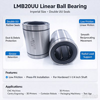 Bantalan guling bola linier 1-1/4 inci, bantalan linier LMB20UU ukuran tertutup 31.75x50.8x66.675mm seri LMB
