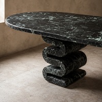 Table à manger moderne nordique beige naturel, plateau en marbre Verde Alpi, design de luxe, pour appartement, villa, maison, bar, mobilier d'extérieur